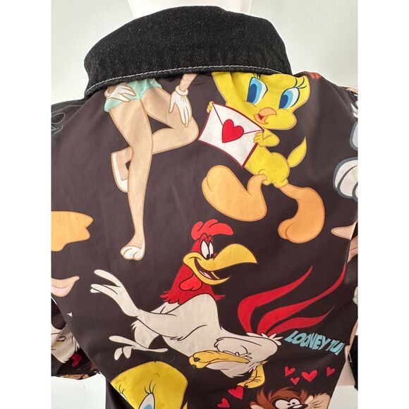 Members Only Looney Tunes Reversible Black Trucker Jacket Black Size Small - Picture 11 of 16